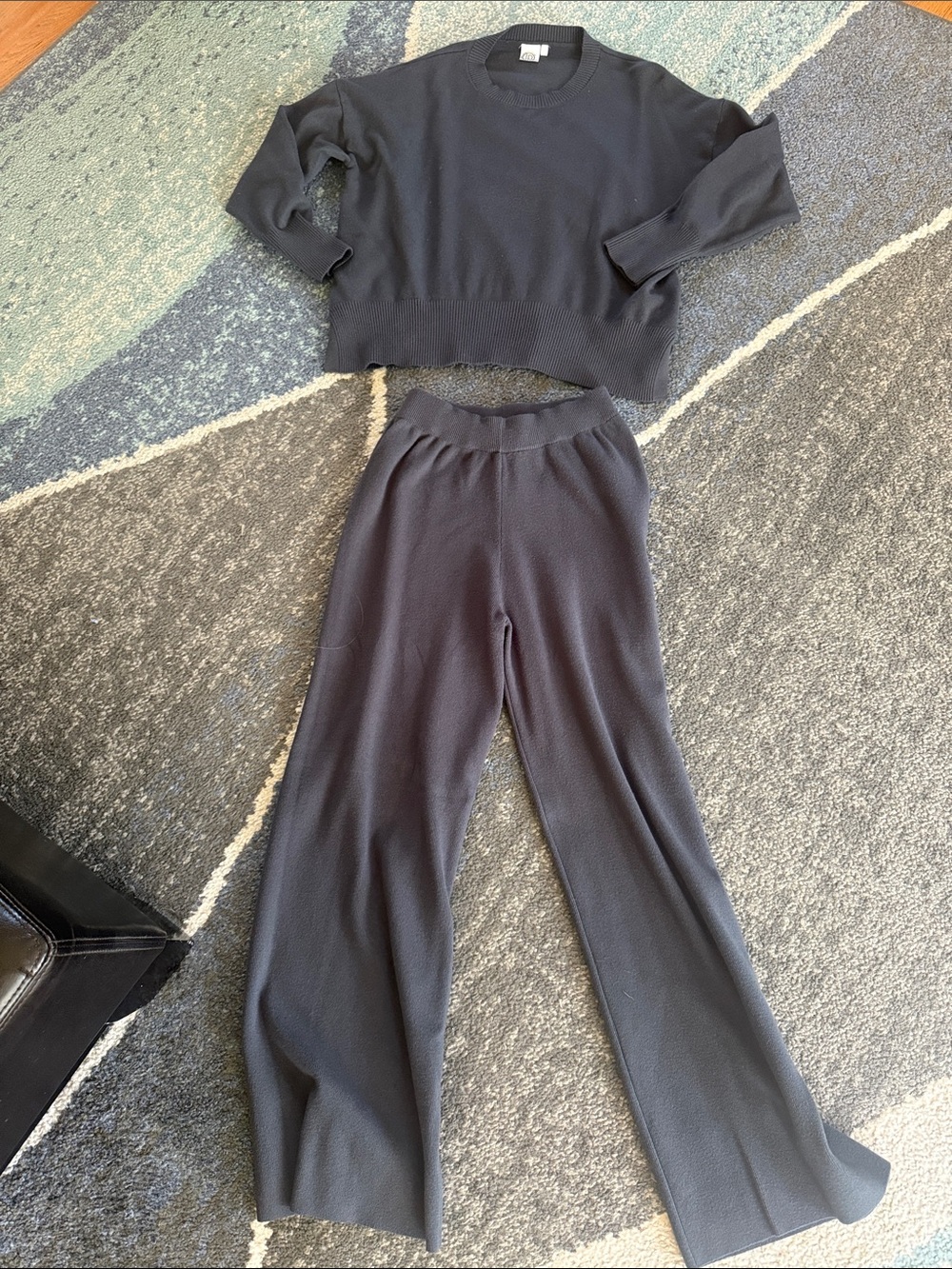 Women’s heavy knit Crewneck Sweater and Pant set in Deep Blue